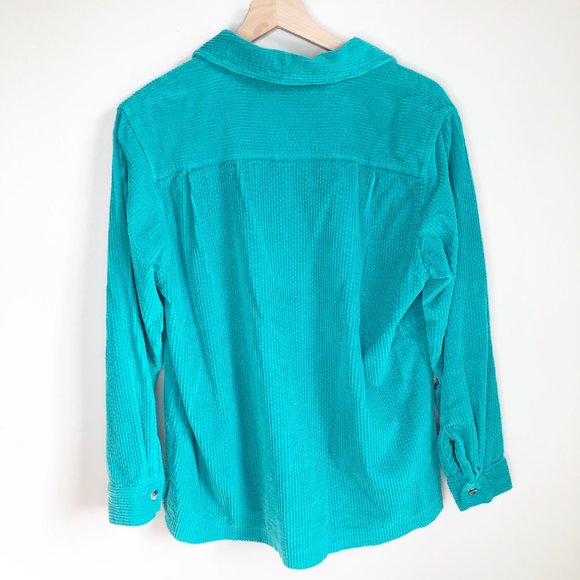 L.L. Bean Oversized Corduroy Shacket Turquoise - Picture 7 of 7